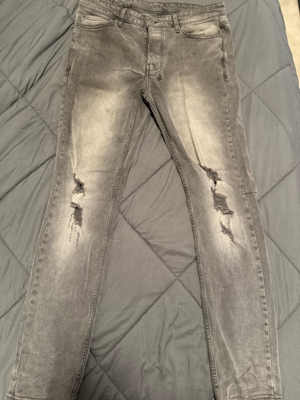 Ksubi Distressed Washed Gray Slim Jeans